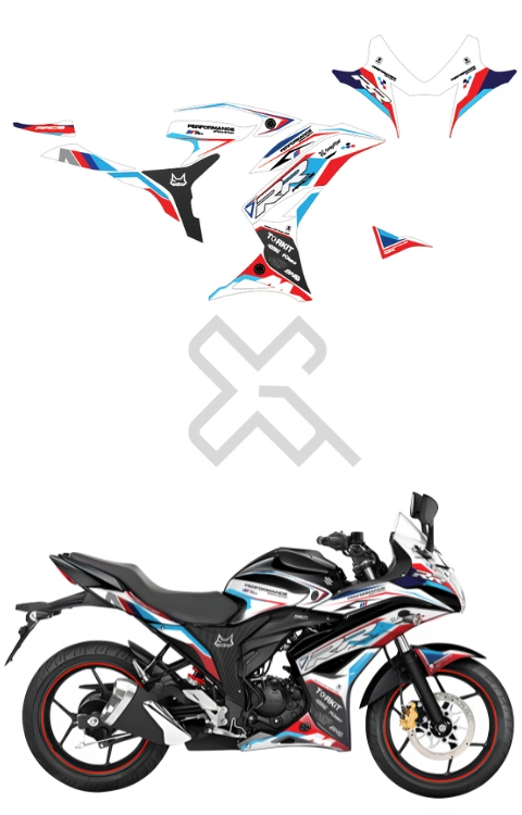 RR Edition Full Body Sticker Compatible with Gixxer SF 150 Bs4 | Made in Premium Gloss Vinyl with FPF (Fade Protection Film), Waterproof, Precut Sticker, Pack of 1